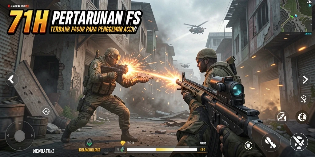 Screenshot gameplay 71H yang menampilkan aksi tembak-tembak seru.