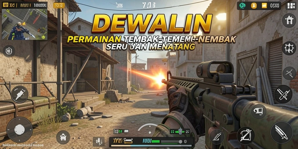 Screenshot DEWALIN menampilkan aksi tembak-menembak yang intens.