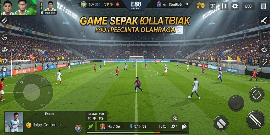 Tampilan gameplay E88 yang penuh aksi dan strategi sepak bola.