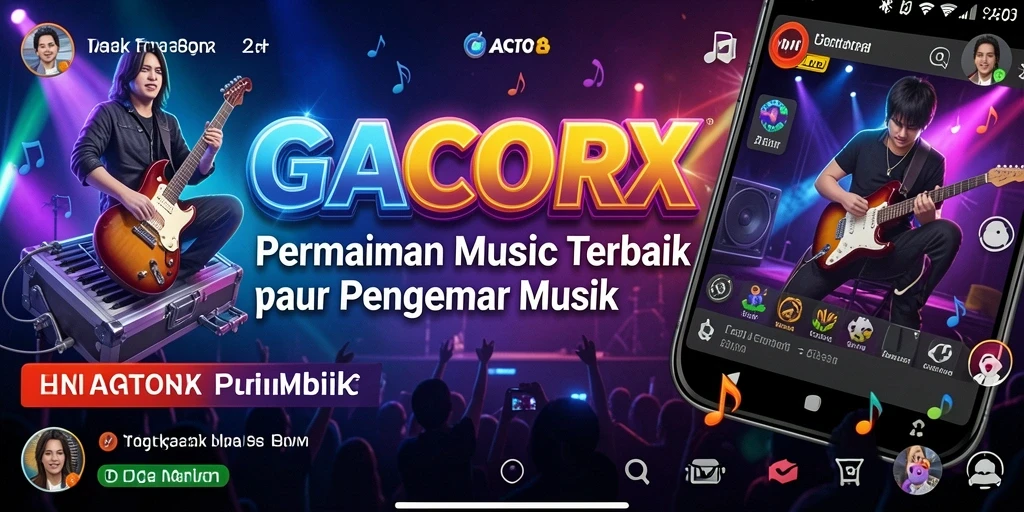 Screenshot GACORX menampilkan gameplay seru dengan berbagai lagu.