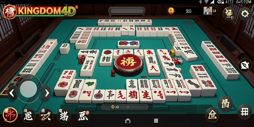 Screenshot gameplay KINGDOM4D menampilkan keseruan permainan Mahjong.