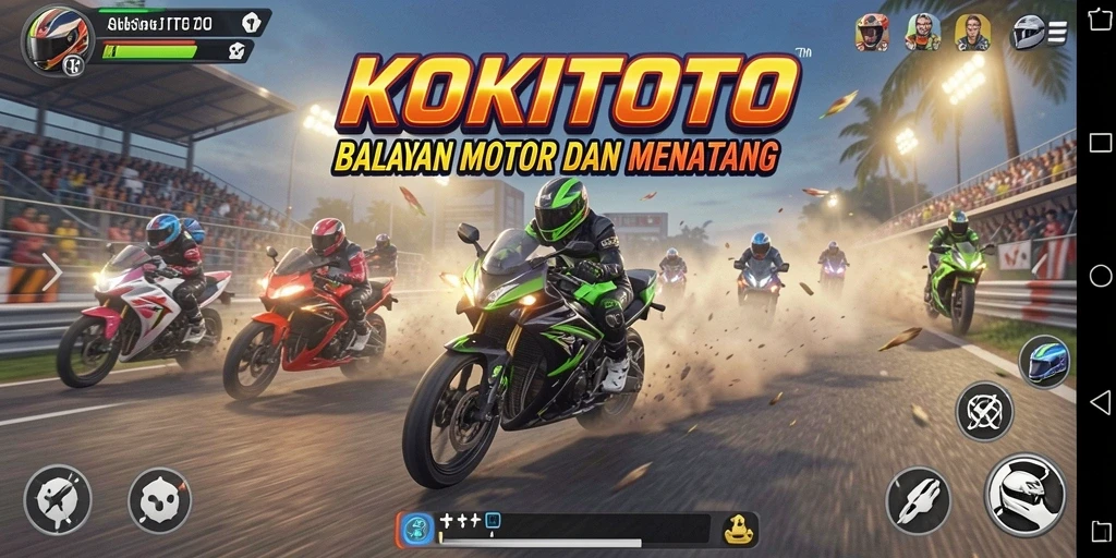 Gameplay KOKITOTO yang mendebarkan dalam balapan motor.