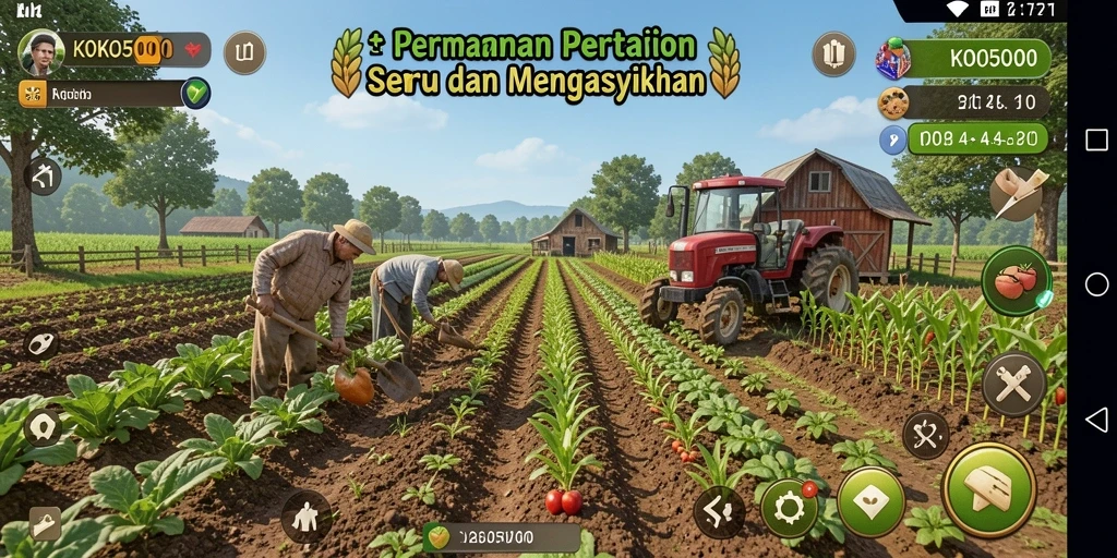 Tangkapan layar KOKO5000 menunjukkan petani sedang merawat tanaman.