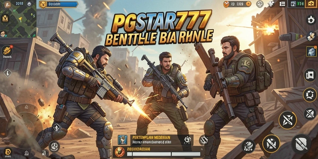 Tangkapan layar PGSTAR777 menampilkan aksi seru dalam pertempuran Battle Royale.