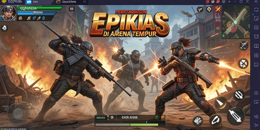 Screenshot gameplay QQNUSA menampilkan aksi pertarungan yang mendebarkan.