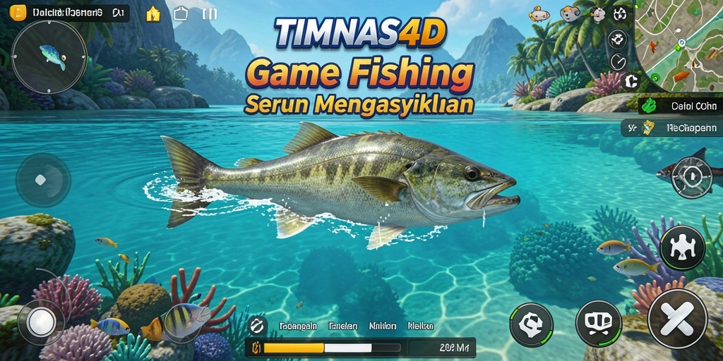 Gameplay TIMNAS4D yang menampilkan keseruan memancing ikan.